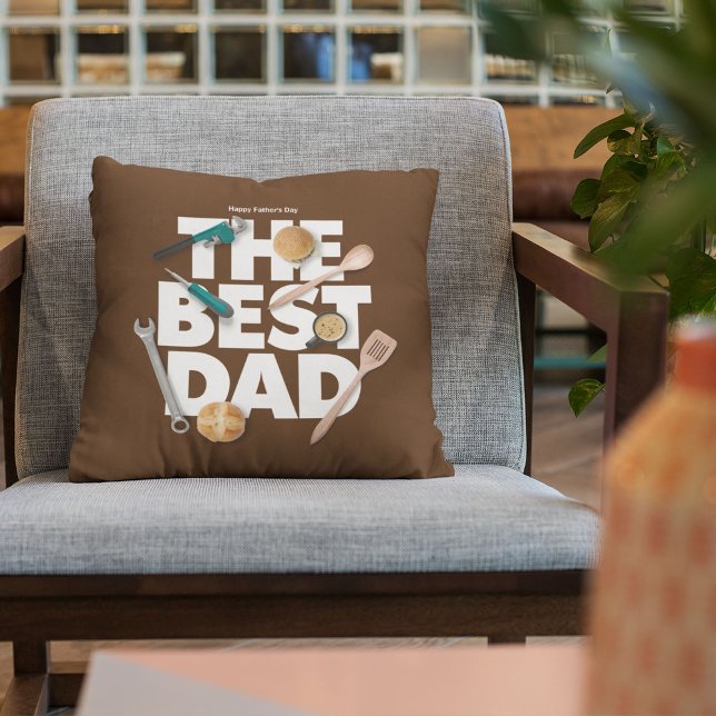 Personalise Happy Father's Day | The Best Dad-Dark Cushion (Creator Uploaded)