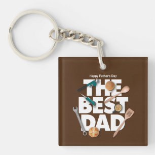 Personalise Happy Father's Day The Best Dad-Dark Key Ring