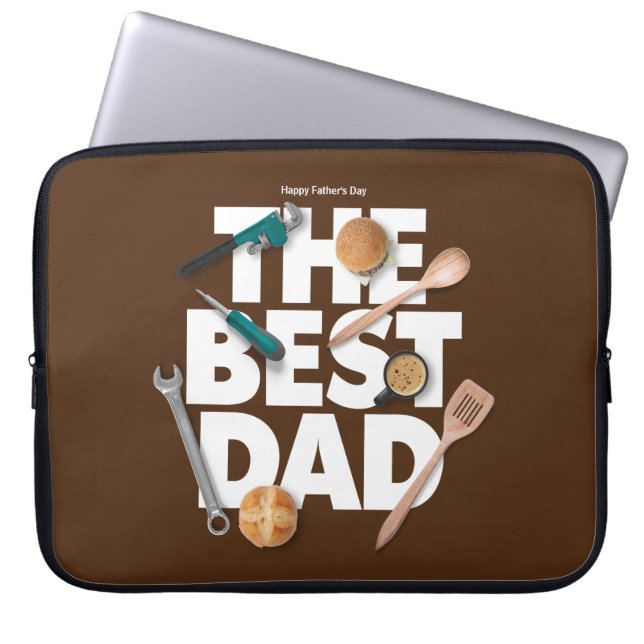 Personalise Happy Father's Day | The Best Dad-Dark Laptop Sleeve (Front)