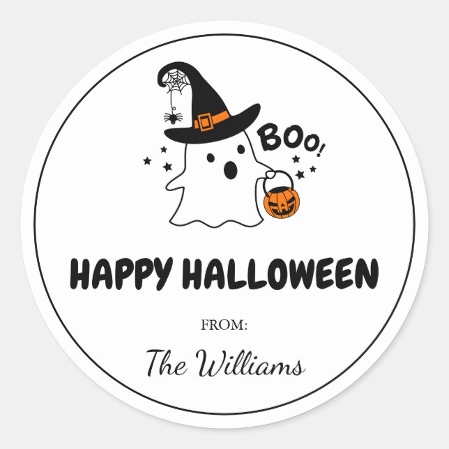 Personalise Happy Halloween label (Front)