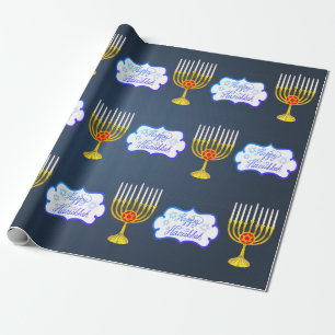 Personalise HAPPY HANUKKAH * Blue * Wrapping Paper