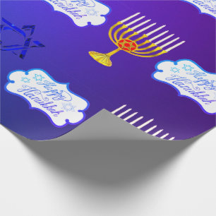 Personalise HAPPY HANUKKAH Menorah Wrapping Paper