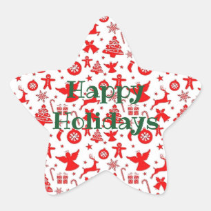 Personalise HAPPY HOLIDAYS Angel Deer Stickers