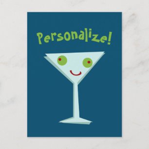 Personalise Happy Martini Postcard
