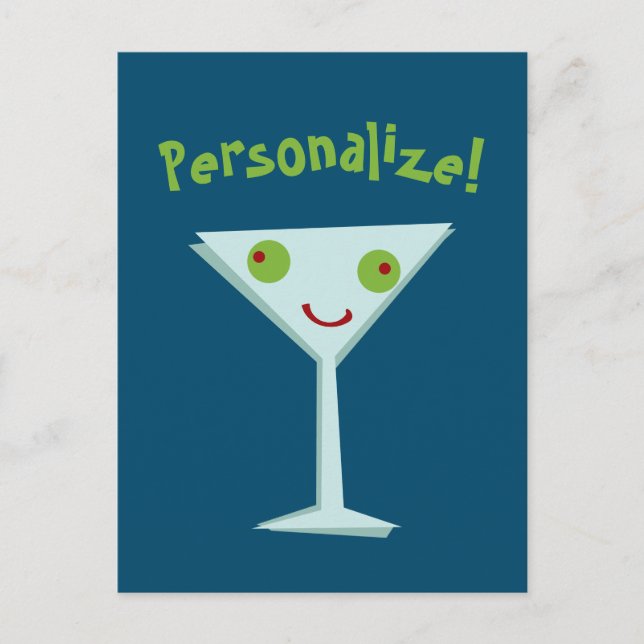 Personalise Happy Martini Postcard (Front)