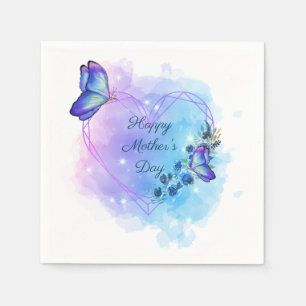 Personalise Happy Mother's day Floral Butterfly Napkin