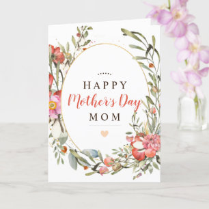 Personalise Happy Mother's Day Floral  Card