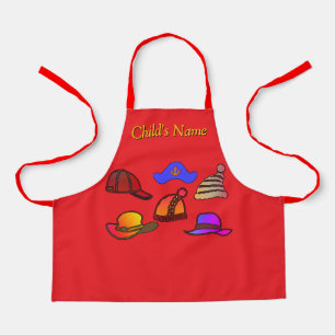 Personalise Hat Collection Kids Red Craft   Apron