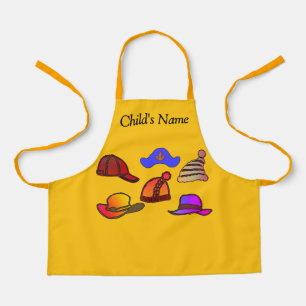 Personalise Hat Collection Kids Yellow Craft  Apron