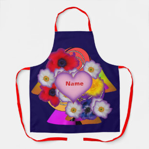 Personalise Heart Blossoms Apron