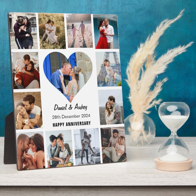Personalise Heart Photo Collage Anniversary Gift Plaque (Side)