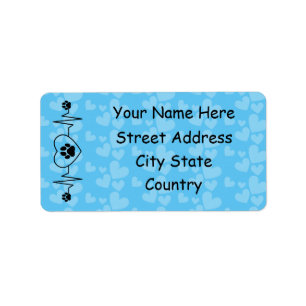 Personalise Heartbeat Dog and Heart  Label