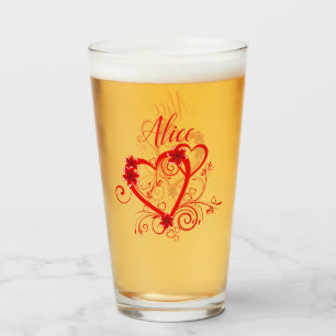 Personalise Hearts Glass