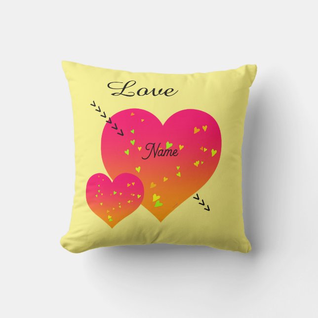  Personalise HEARTS Throw Pillow (Front)