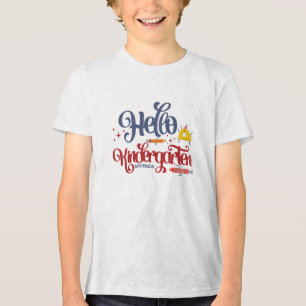 Personalise Hello kindergarten Typography Tri-Blend Shirt