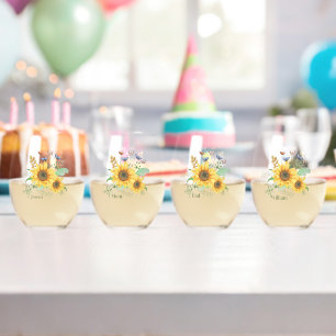 Personalise Hello The Spring Sunflower Stemless Wine Glass