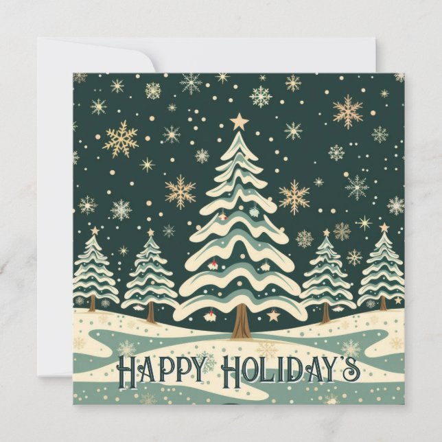 Personalise Holiday Christmas Tree Card (Front)