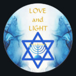 Personalise Holiday LOVE AND LIGHT Gift Stickers<br><div class="desc">LOVE AND LIGHT Holiday Gift Stickers with Hebrew Jewish symbols: stars of David, dreidels, menorahs and blue watercolor pattern - Boasting undeniable classy style this unique Hanukkah gift stickers are perfect to bring smile on the faces your friends and family during the Holiday season !!! This is a beautiful Hanukkah...</div>