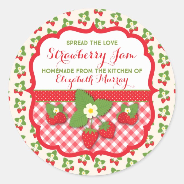 Personalise Homemade Strawberry Jam Label (Front)