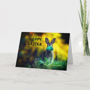 Personalise HOPPY EASTER Funny Bunny Mask Pandemic Card