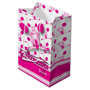 Personalise Hot Pink Cheerleader Medium Gift Bag