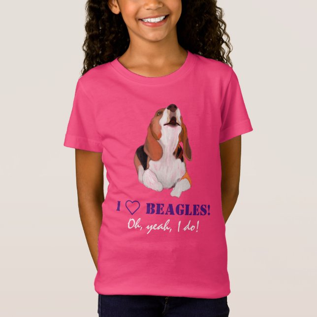 Personalise I Love Howling Beagles T-Shirt  (Front)