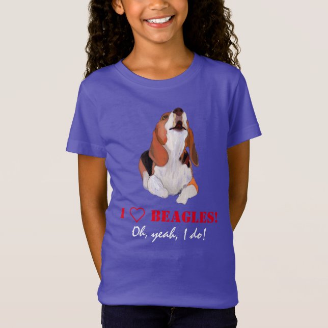 Personalise I Love Howling Beagles T-Shirt  (Front)