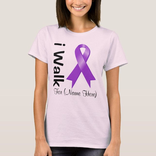Personalise I Walk Alzheimer's Disease T-Shirt (Front)