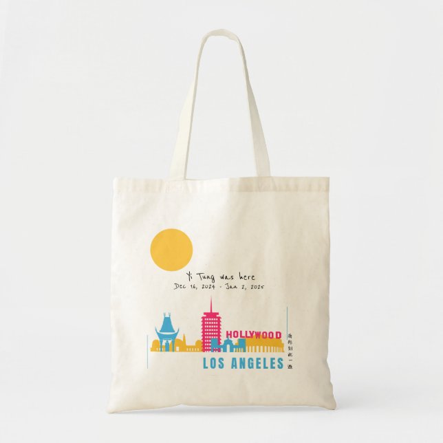 Personalise I Was Here Los Angeles, California Tote Bag (Front)