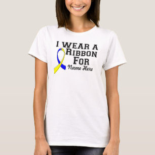 Personalise I Wear a Blue and Yellow Ribbon T-Shirt