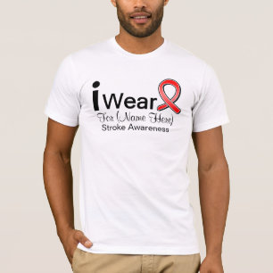 Personalise I Wear a Stroke Awareness Ribbon T-Shirt