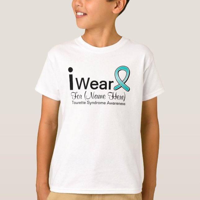 Personalise I Wear a Tourette Syndrome Ribbon T-Shirt (Front)