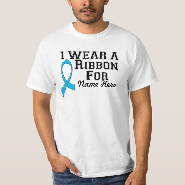 Personalise I Wear an Aqua Blue Ribbon T-Shirt (Front)