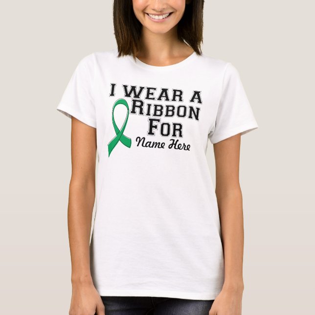 Personalise I Wear an Emerald Green Ribbon T-Shirt (Front)