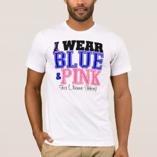Personalise I Wear Blue & Pink Male Breast Cancer T-Shirt