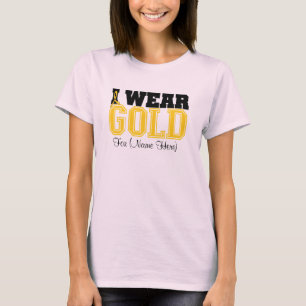 Personalise I Wear Gold Ribbon Childhood Cancer T-Shirt