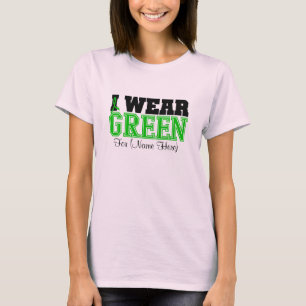 Personalise I Wear Green Ribbon Kidney Cancer T-Shirt