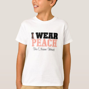 Personalise I Wear Peach Ribbon Uterine Cancer T-Shirt