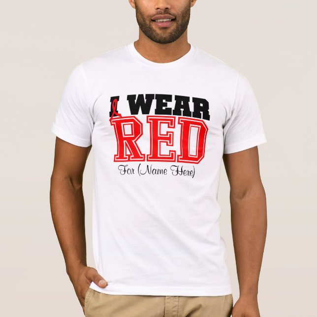 Personalise I Wear Red Blood Cancer T-Shirt (Front)