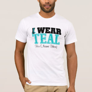 Personalise I Wear Teal Ovarian Cancer T-Shirt