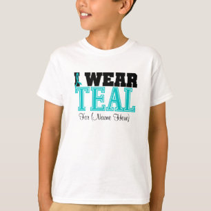 Personalise I Wear Teal Ovarian Cancer T-Shirt