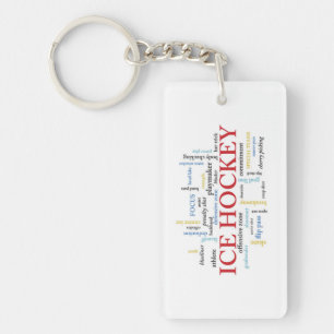 Personalise, Ice Hockey Coach Thank You in Words Key Ring