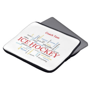 Personalise, Ice Hockey Coach Thank You in Words Laptop Sleeve