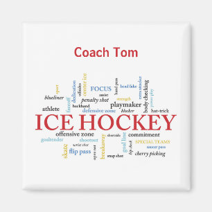 Personalise, Ice Hockey Coach Thank You in Words Magnet