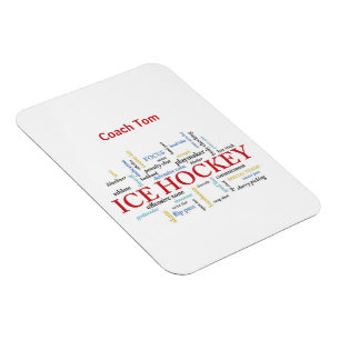 Personalise, Ice Hockey Coach Thank You in Words Magnet