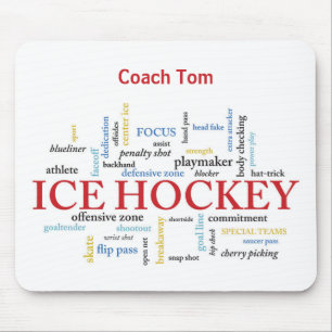Personalise, Ice Hockey Coach Thank You in Words Mouse Pad