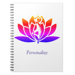 Personalise Illustrated Lotus Flower & Yoga Pose Notebook