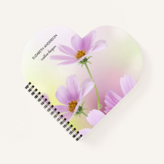 Personalise Image & Pink Flower Watercolor Notebook