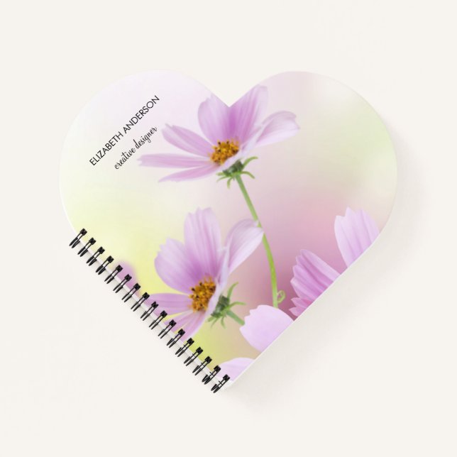 Personalise Image & Pink Flower Watercolor Notebook (Front)