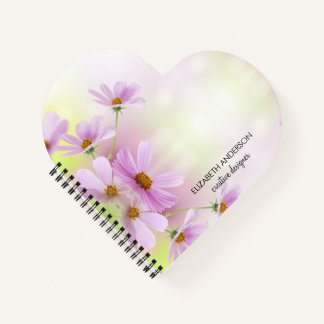 Personalise Image & Pink Flower Watercolor Notebook